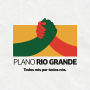 Card tem logo do Plano Rio Grande, escrito "todos nós por todos nós", além do logo do  Estado do Rio Grande do Sul.