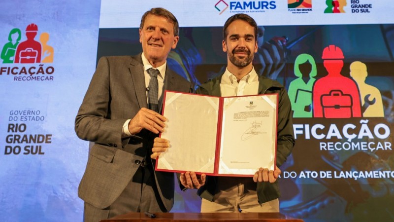Gilmar Sossella e Eduardo Leite ressaltaram importância da capacitação profissional na reconstrução do RS